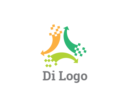 digital arrows with pixels trade logo