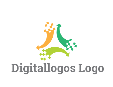 digital arrows with pixels trade logo