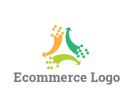 digital arrows with pixels trade logo