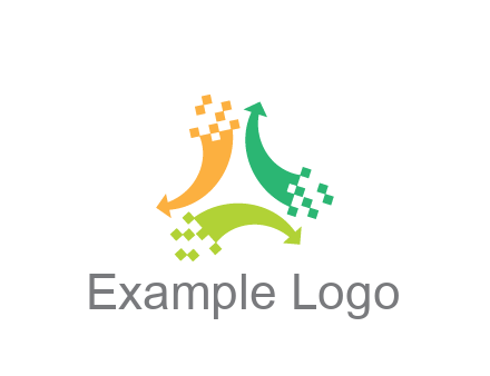 digital arrows with pixels trade logo