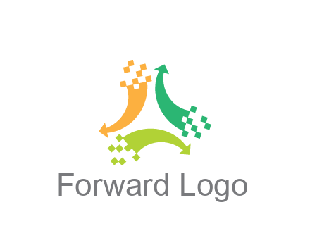 digital arrows with pixels trade logo