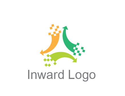 digital arrows with pixels trade logo