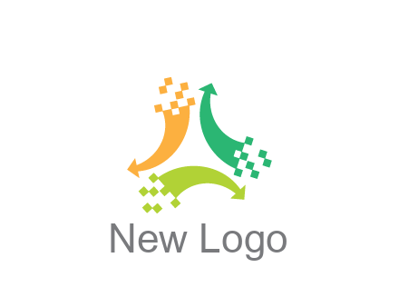 digital arrows with pixels trade logo