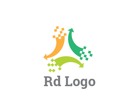 digital arrows with pixels trade logo