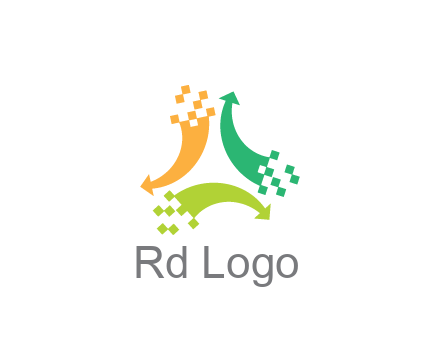 digital arrows with pixels trade logo
