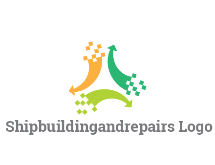 digital arrows with pixels trade logo