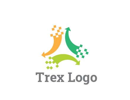 digital arrows with pixels trade logo