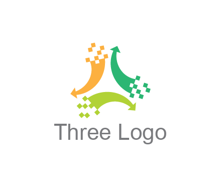 digital arrows with pixels trade logo