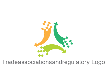 digital arrows with pixels trade logo