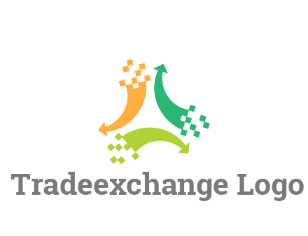 digital arrows with pixels trade logo