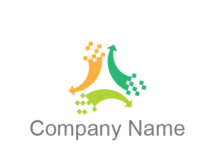 digital arrows with pixels trade logo