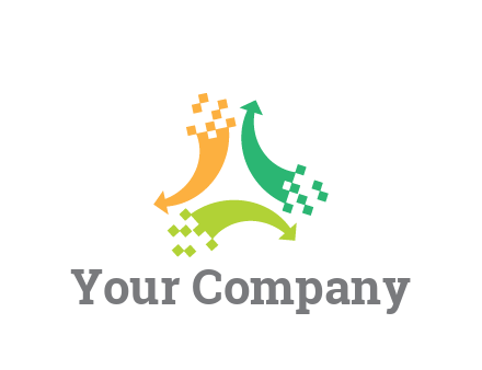 digital arrows with pixels trade logo