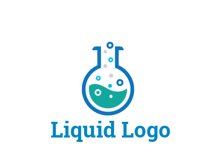 flask with bubbles and liquid pharmacy logo