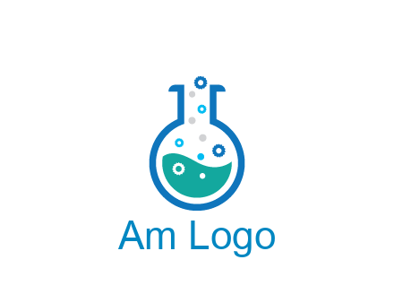 flask with bubbles and liquid pharmacy logo