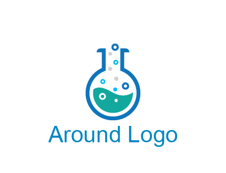 flask with bubbles and liquid pharmacy logo