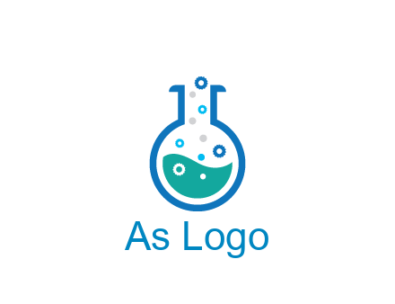flask with bubbles and liquid pharmacy logo