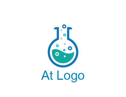flask with bubbles and liquid pharmacy logo