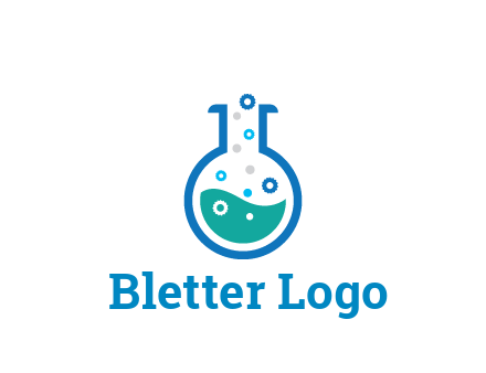 flask with bubbles and liquid pharmacy logo