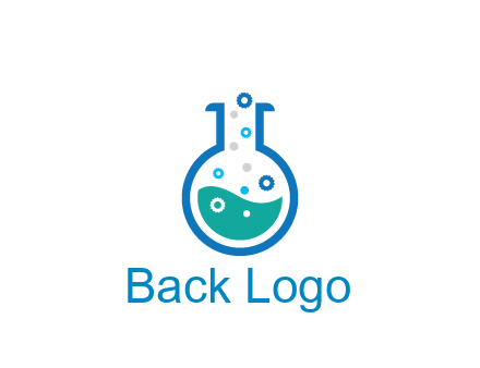 flask with bubbles and liquid pharmacy logo