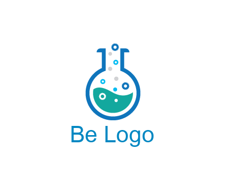 flask with bubbles and liquid pharmacy logo