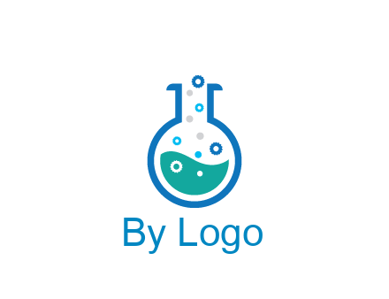 flask with bubbles and liquid pharmacy logo