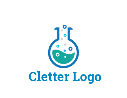 flask with bubbles and liquid pharmacy logo