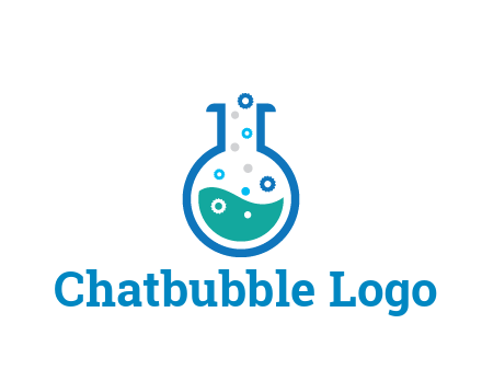 flask with bubbles and liquid pharmacy logo
