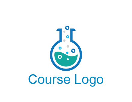 flask with bubbles and liquid pharmacy logo