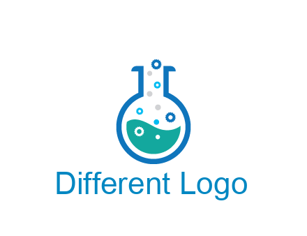 flask with bubbles and liquid pharmacy logo