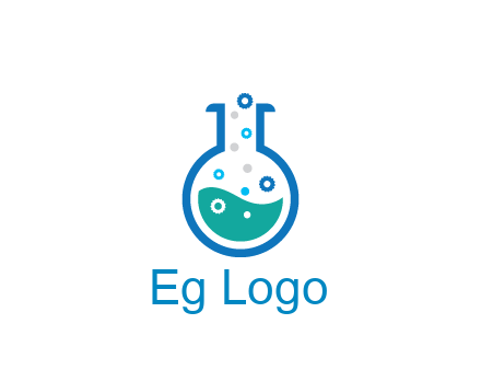 flask with bubbles and liquid pharmacy logo