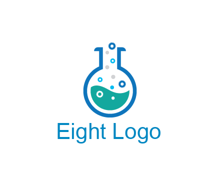 flask with bubbles and liquid pharmacy logo