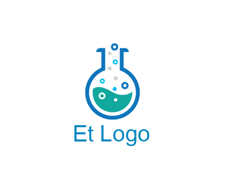 flask with bubbles and liquid pharmacy logo