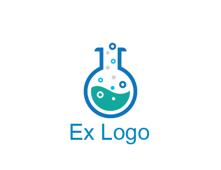 flask with bubbles and liquid pharmacy logo