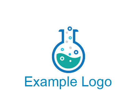 flask with bubbles and liquid pharmacy logo