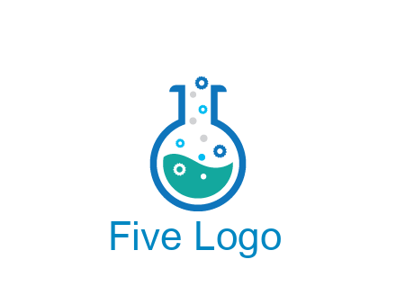 flask with bubbles and liquid pharmacy logo