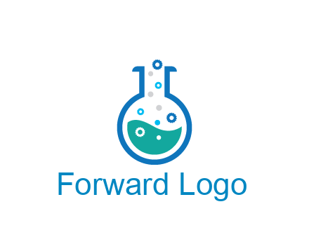 flask with bubbles and liquid pharmacy logo
