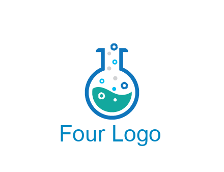 flask with bubbles and liquid pharmacy logo