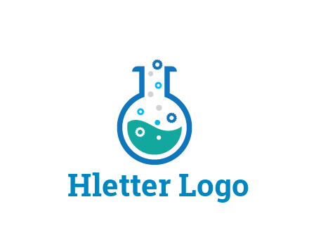 flask with bubbles and liquid pharmacy logo