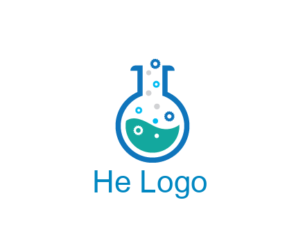 flask with bubbles and liquid pharmacy logo