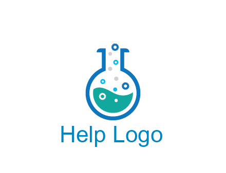 flask with bubbles and liquid pharmacy logo