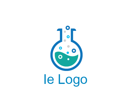 flask with bubbles and liquid pharmacy logo