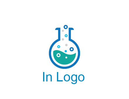 flask with bubbles and liquid pharmacy logo
