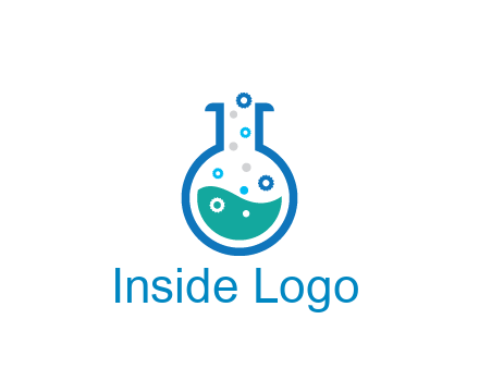 flask with bubbles and liquid pharmacy logo