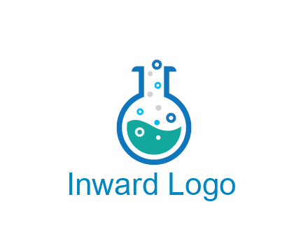 flask with bubbles and liquid pharmacy logo