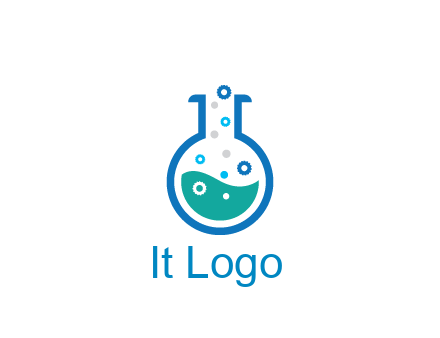 flask with bubbles and liquid pharmacy logo