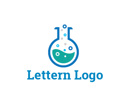 flask with bubbles and liquid pharmacy logo
