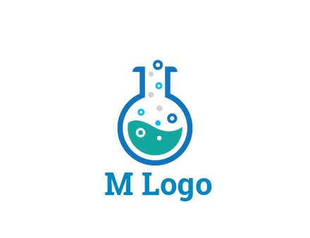 flask with bubbles and liquid pharmacy logo