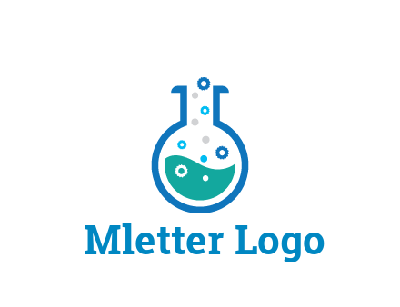 flask with bubbles and liquid pharmacy logo