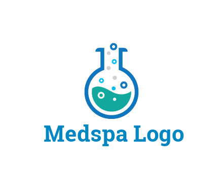 flask with bubbles and liquid pharmacy logo