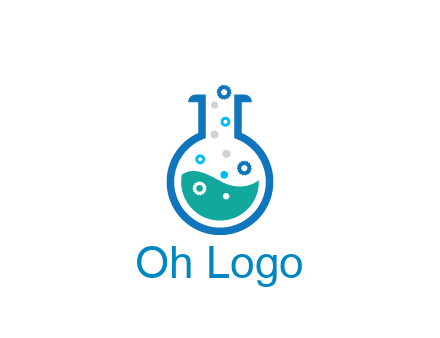 flask with bubbles and liquid pharmacy logo